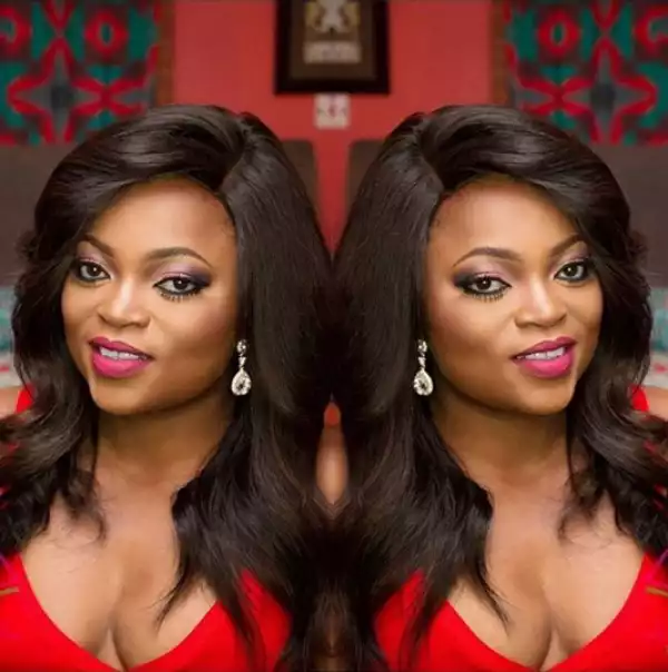 Actress Funke Akindele flaunts cleavage in new makeup photos